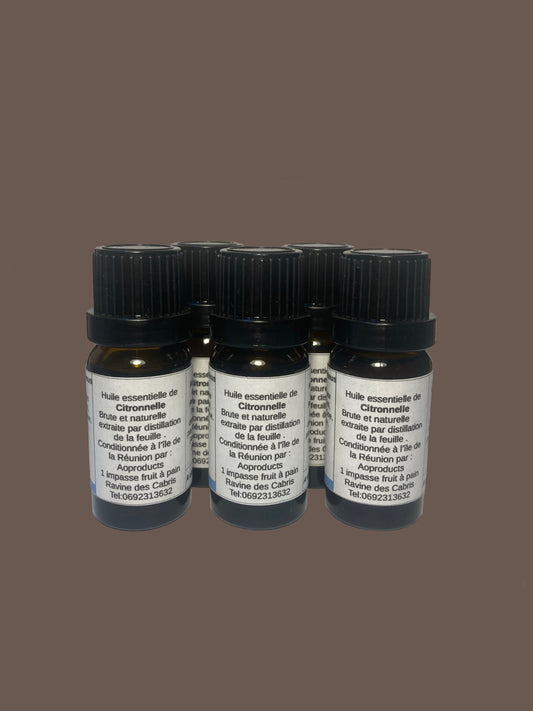 Lot de 5 flacons de 10ML d'huiles essentielles de citronnelle de Madagascar